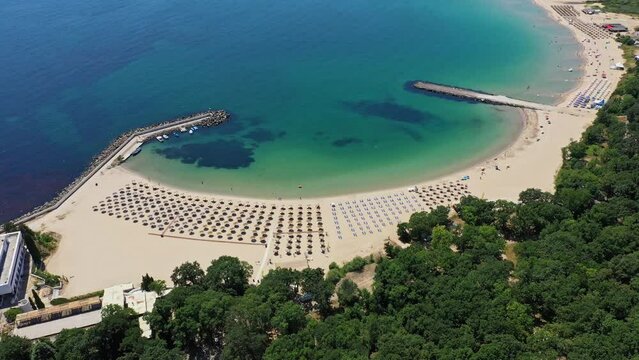 Aerial view to beautiful Perla beach near to Primorsko, Bulgaria