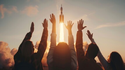 People Witnessing a Rocket Launch