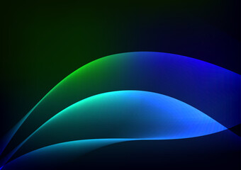 Abstract green curve wave blue line dark background