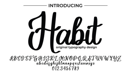 Habit Font Stylish brush painted an uppercase vector letters, alphabet, typeface