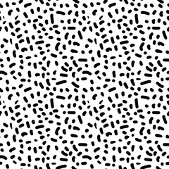 Seamless abstract geometric pattern. Simple background in black and white colors. Digital textured. Lines, stains, dots. Design for textile fabrics, wrapping paper, background, wallpaper, cover.