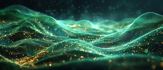 Abstract Green and Gold Bokeh Background.