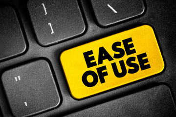 Ease of Use - basic concept that describes how easily users can use a product, text concept button on keyboard
