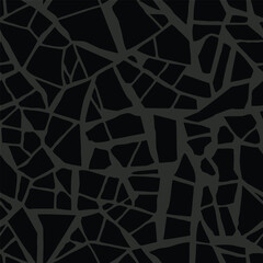 Terrazzo flooring vector seamless pattern in black colors. Texture of mosaic floor with natural stones, granite, marble, limestone, concrete. 