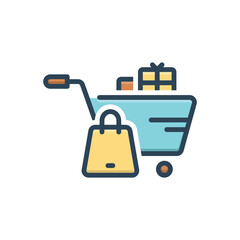 Color illustration icon for shopping