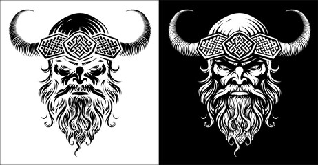 Viking Warrior Man Strong Mascot Face in Helmet