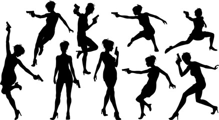 Woman Silhouette Hitman Spy Secret Agent Hero Set