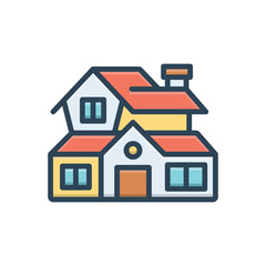 Color illustration icon for villa