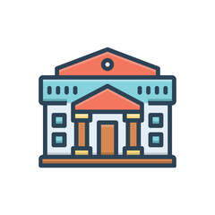 Color illustration icon for bank
