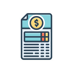 Color illustration icon for invoice