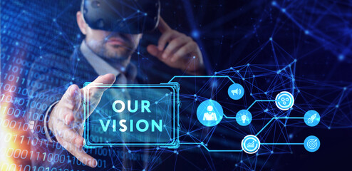 Business, technology, internet and network concept. Virtual screen of the future and sees the...