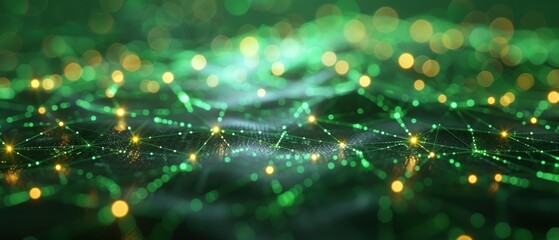 Abstract Green and Gold Bokeh Background.