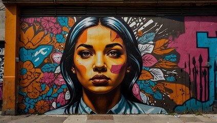 The dynamic patterns and bold colors of street art in urban neighborhoods ai-generated