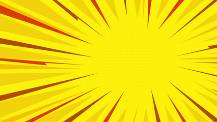 Gradient zoom effect background, Colorful flat comic style background, Comic pattern with halftone