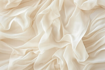 Fototapeta premium White Fabric with Wrinkles, Textured Cloth Surface Closeup, Macro Detail, Soft Material Background for Design and Textile Projects