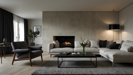 The sleek lines and minimalist aesthetic of a contemporary Scandinavian living room ai-generated