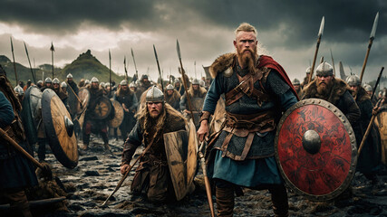 The arrival of the Vikings in England in ancient times.