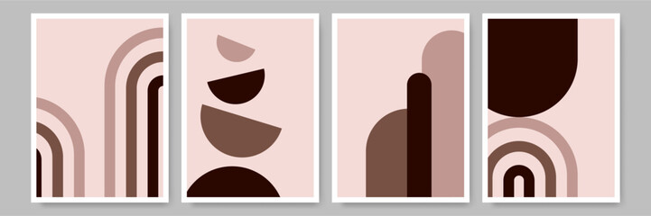 Hand drawn boho instagram stories collection. Abstract aesthetic flat boho design wall art collection