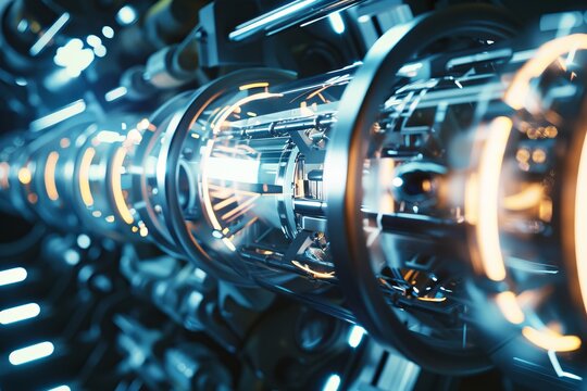 Cuttingedge synchrotron light, technological breakthroughs, side view, capturing innovation and progress, futuristic tone, Vivid