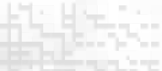 Abstract grey and white background with mosaic of white luxury pattern of squares, Geometric abstract white scaled cube boxes block background, seamless white or grey geometric business background.