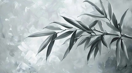 Monochrome Watercolor Bamboo Leaves