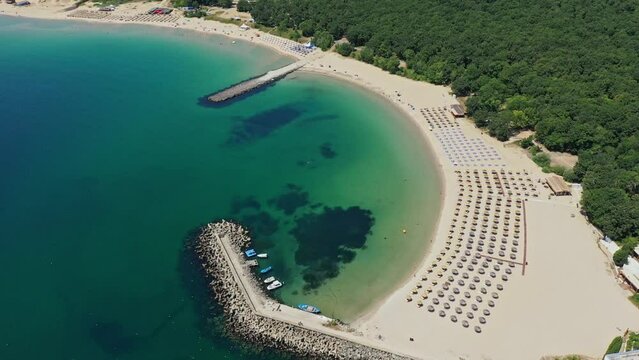 Aerial view to beautiful Perla beach near to Primorsko, Bulgaria