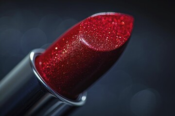 The close-up depiction of red lipstick conveys a sense of luxury, elegance, confidence, and sleekness, ideal for business promotions and fashion ads.