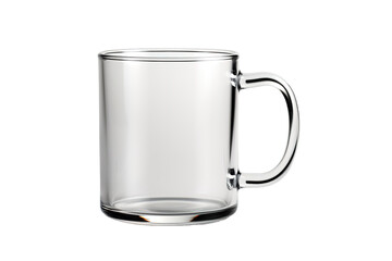 A Clear Glass Mug Ready for a Warm Beverage on a Clear PNG or White Background.
