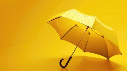 A bright yellow umbrella with a black handle on a sunny day, perfect for outdoor use or as a decorative piece