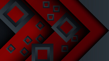 Fototapeta premium Geometric red and black tangled shapes with line background simple design