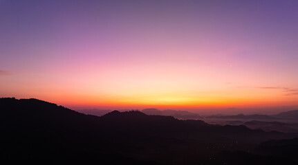 Amazing nature background with clouds and mountain peaks in Thailand