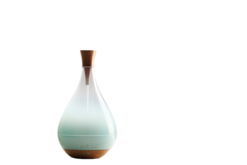 A Teardrop of Serenity: An Essential Oil Diffuser Against a White Background on a Clear PNG or White Background.