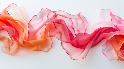 Fototapeta premium Artistic Arrangement of Flowing Pink and Orange Silk Ribbons