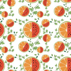 Seamless pattern watermelon and orange  design for texture, wallpaper, backdrop, phonecase 