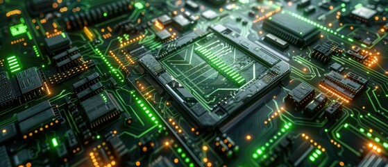 Green and Orange Circuit Board.