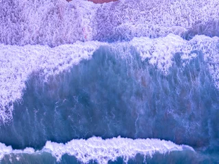  Amazing Top view sea beach landscape background,Summer sea waves crashing on sandy shore seascape background,High angle view ocean nature background © Panya