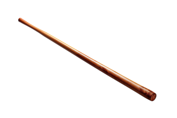 A Sleek Wooden Bo Staff Ready For Action on a Clear PNG or White Background.