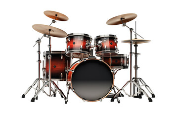 A Symphony of Percussion: A Polished Drum Set Ready For Action on a Clear PNG or White Background.