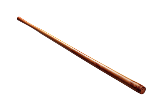 A Sleek Wooden Bo Staff Ready For Action on a Clear PNG or White Background.