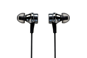 Sleek Chrome Earbuds Ready for a Sound Journey on a Clear PNG or White Background.