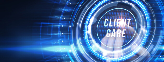 Customer Care Center. Client. Business, Technology, Internet and network concept.