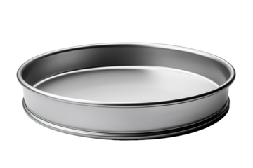 A Gleaming Stainless Steel Baking Pan Ready For The Oven on a Clear PNG or White Background.