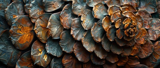 Fototapeta premium Close-up of a pine cone with a textured surface.