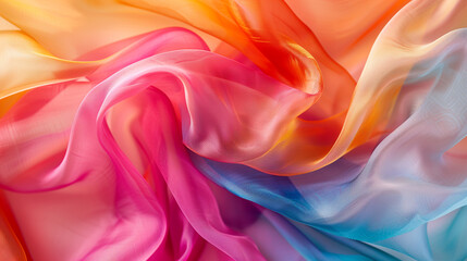 Obraz premium Hand-Dyed Silk Fabric in Vibrant Colors Close-Up