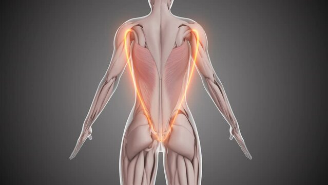 Animation of the latissimus dorsi muscles