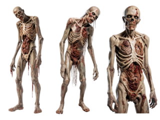 Different Zombies isolated on transparent background