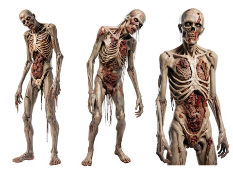 Different Zombies isolated on transparent background