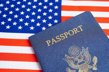 US passport with USA dollar money, American citizen in United States of America.