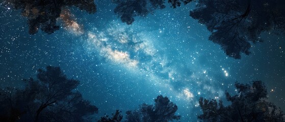 Fototapeta premium Milky Way Over Trees.