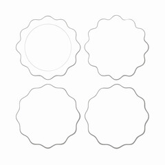 Four circular shapes with curly borders on a white background